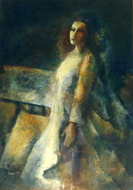 Untitled by Dipti Chakraborty - Mixed Media on Nepali Paper