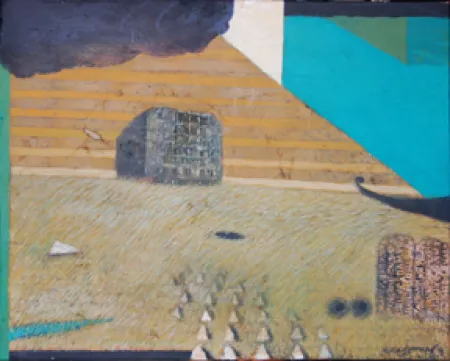 Untitled by Samindranath Majumdar - Mixed Media on Canvas