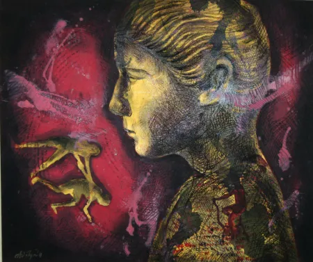 Face I by Aditya Basak - Tempera on Acid free paper