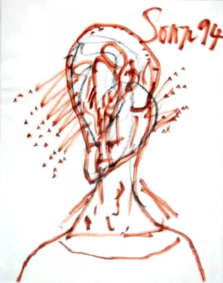 Fururist Head Brown by Francis Newton Souza - Sketch on Paper