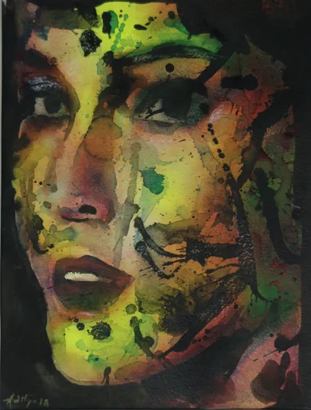 Untitled by Aditya Basak - Mixed Media on Handmade Paper
