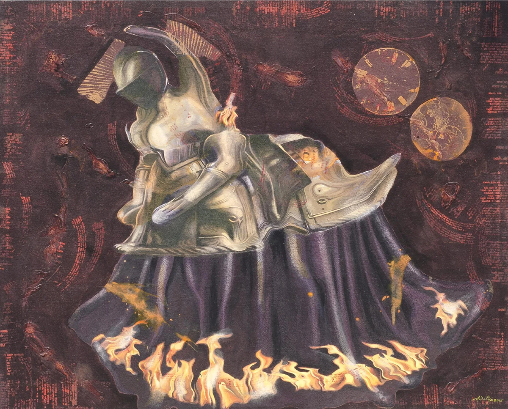 Untitled by Aditya Basak - Acrylic , Tempera & Oil on Canvas