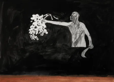 Untitled by Chandra Bhattacharjee - ink & poster colour on Paper