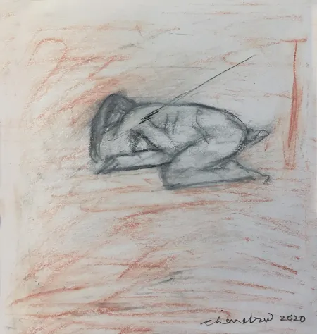 Untitled by Chandra Bhattacharjee - Oil Pastel on Paper