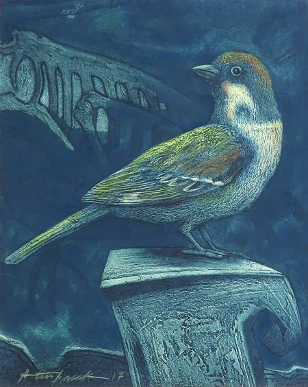 Untitled by Atin Basak - Tempera & Etching on Paper