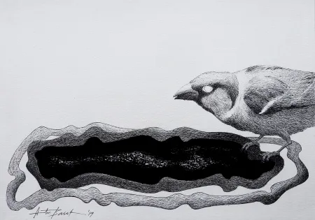 Untitled by Atin Basak - Pen, ink & dry pastel on Paper