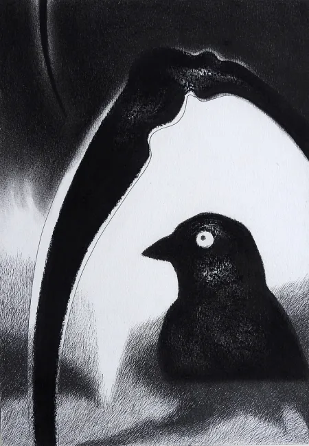Untitled by Atin Basak - Pen, ink & dry pastel on Paper
