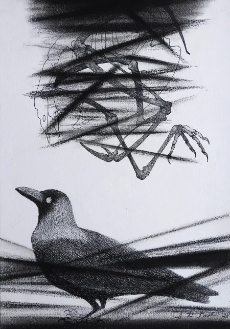Untitled by Atin Basak - Pen, ink & dry pastel on Paper