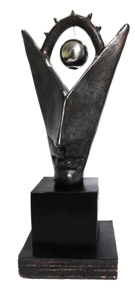 Head - II by Pradip Mondal - Bronze & Steel Sculpture