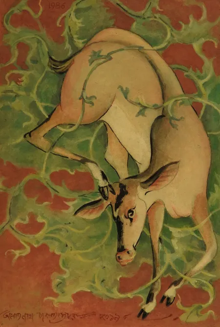 The Deer by Amalnath Chakladar - Tempera