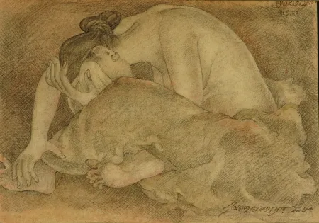 Agony by Amalnath Chakladar - Mixed Media
