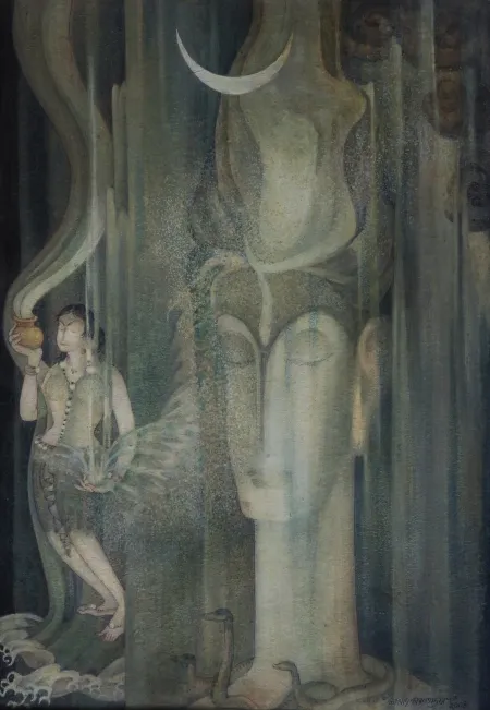 Descent of Ganga by Amalnath Chakladar - Tempera