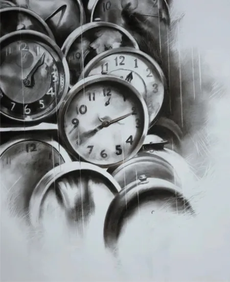 Beyond the Time by Amlan Dutta - Charcoal on Paper