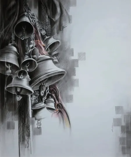 Divine Grace by Amlan Dutta - Charcoal on Paper