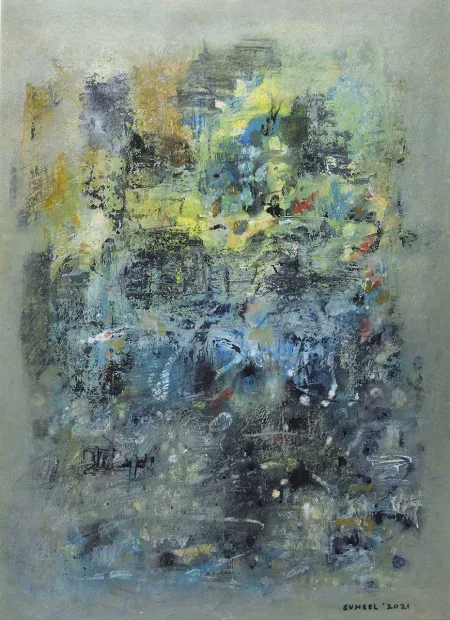 Untitled by Sunil De - Acrylic on Handmade Paper
