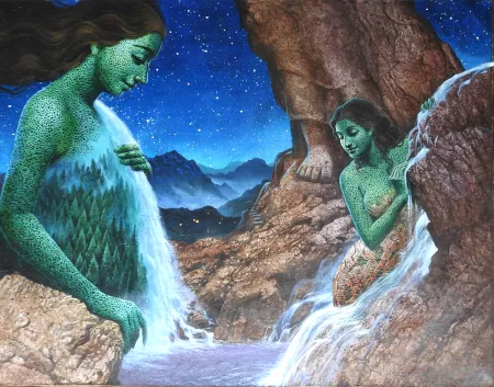Water Fall by Dipak Kundu - Acrylic Painting