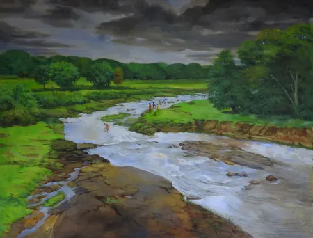 Landscape - XV by Biraj Kumar Paul - Acrylic on Canvas