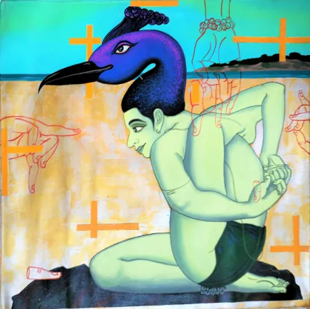 Chaau Dancer Odisha - I by Birendra Pani - Acrylic on Canvas