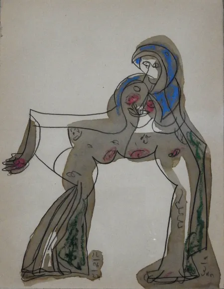 Disclosed Duality by Tapas Konar - Mixed Media on Paper