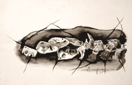 Untitled by Arun Kumar Majumdar - Drawing on Paper