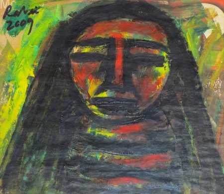 Untitled by Rabin Mondal - Acrylic on printed paper