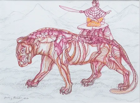 From Lockdown Diary Series by Pankaj Panwar - Mixed Media on Paper