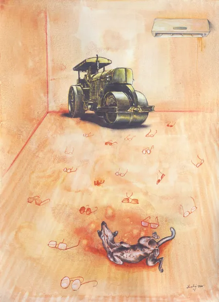 Multiple Choice by Debraj Goswami - Acrylic & Charcoal on canson paper