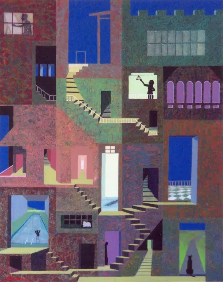 Shadow Lines by Ritendra Roy - Acrylic on Canvas