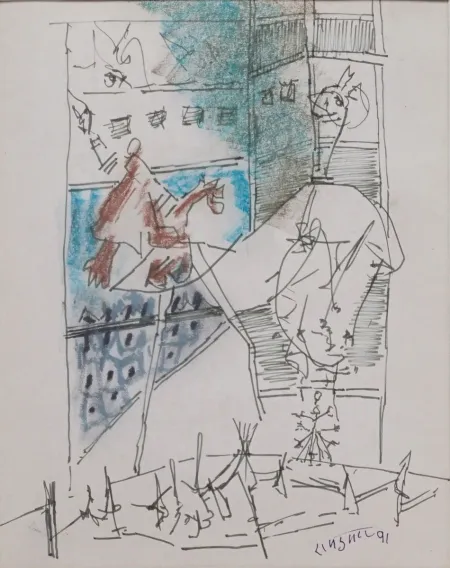 Untitled by Ramkumar - Ink & Pastel on Paper