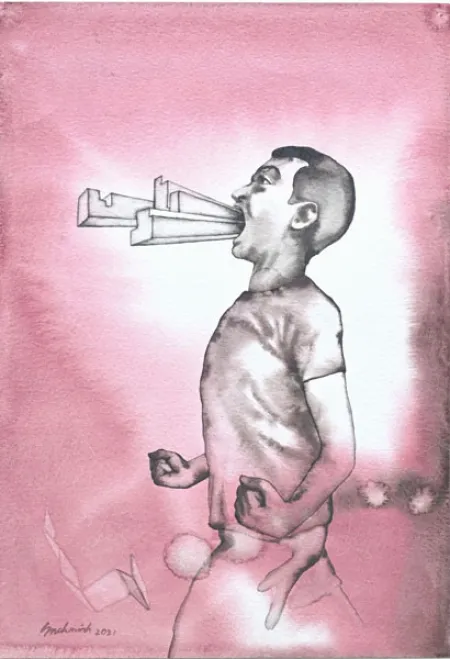 Ambiguity of the sences -  III by Snehasish Maity - Watercolour on Paper