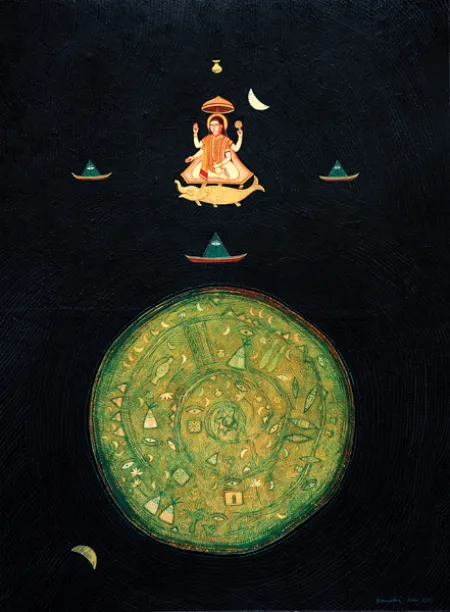 Ratri (Night) by Soumitra Kar - Tempera on Acid Free Board