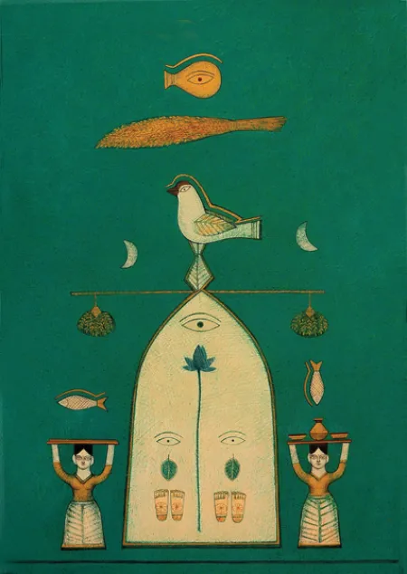 Bhumi - 10 by Soumitra Kar - Tempera on Acid Free Board