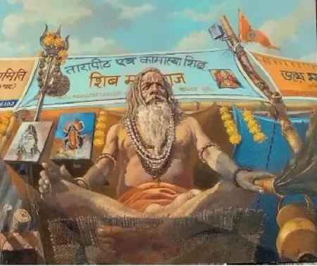 Maharaj on the way to Gangasagar by Diptish Ghosh Dastidar - Acrylic on Canvas