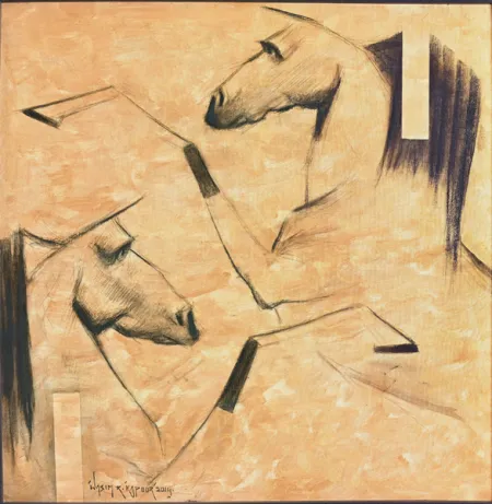 Untitled by Wasim R. Kapoor - conte and acrylic on Canvas