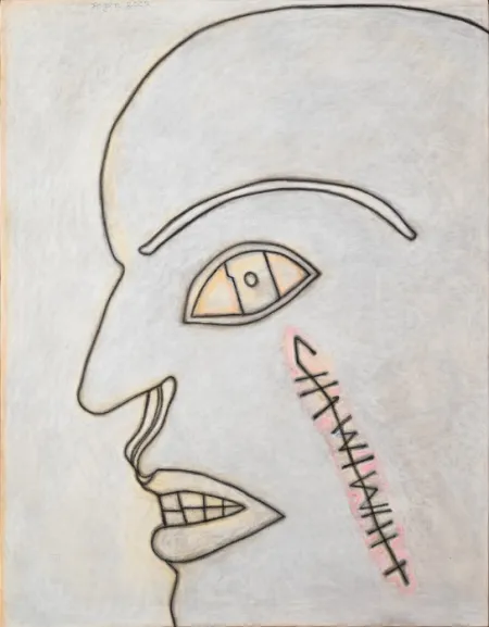 Face in Agony by Jogen Chowdhury - Mixed Media on Canvas