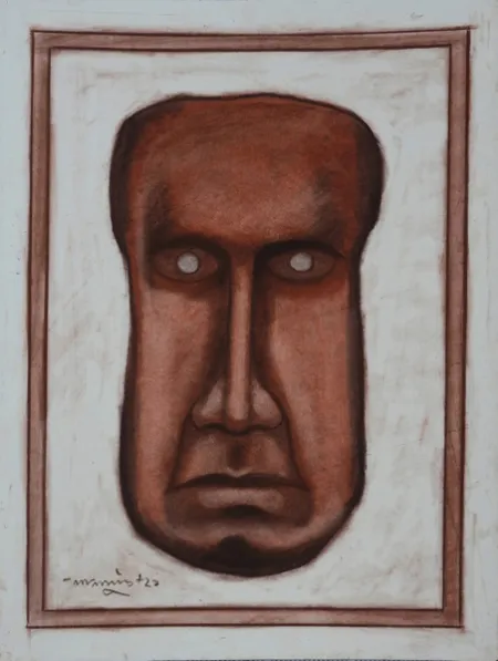 Untitled by Lalu Prasad Shaw - Conte on board