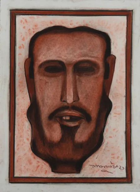 Untitled by Lalu Prasad Shaw - Conte Painting