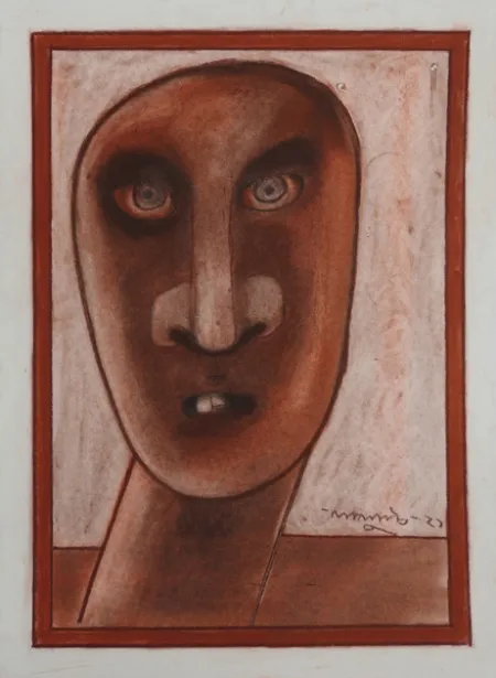 Untitled by Lalu Prasad Shaw - Conte on board