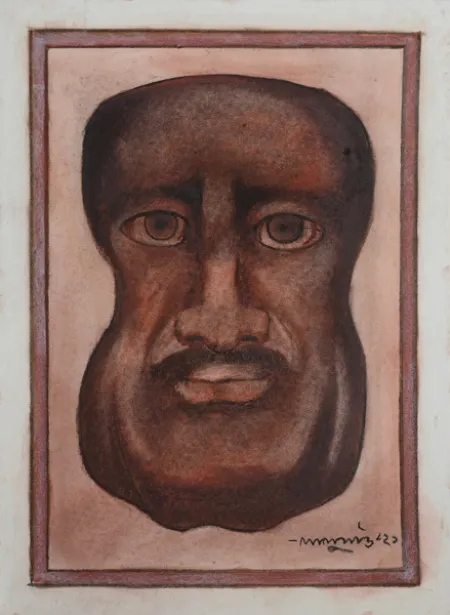 Untitled by Lalu Prasad Shaw - Conte on board