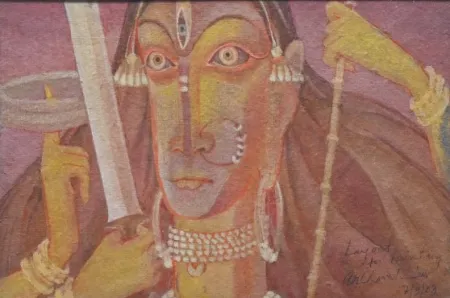 Images of Durga by Amalnath Chakladar - Tempera