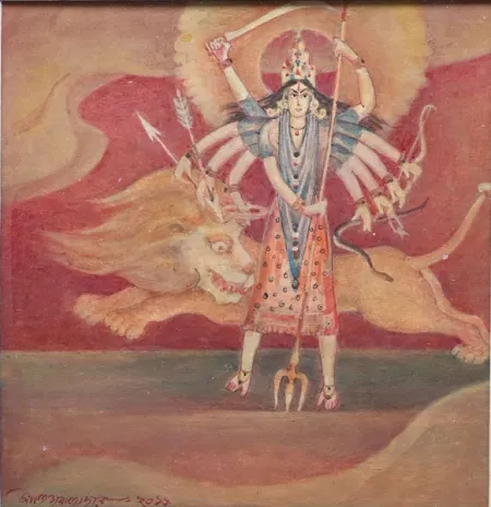 Images of Durga by Amalnath Chakladar - Tempera