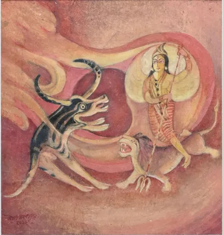 Images of Durga by Amalnath Chakladar - Tempera