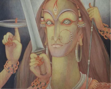Durga the Terrible by Amalnath Chakladar - Tempera