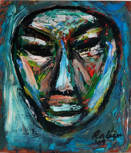Head by Rabin Mondal - Oil on board