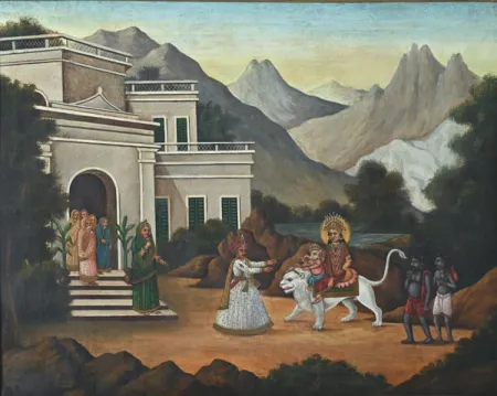 Goddess Durga's Arrival to her Paternal House by ANONYMOUS Early Bengal - Oil on Canvas