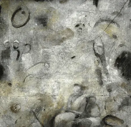 Untitled by Rokeya Sultana - Charcoal, Tempera on Rice Paper Pasted on Canvas 