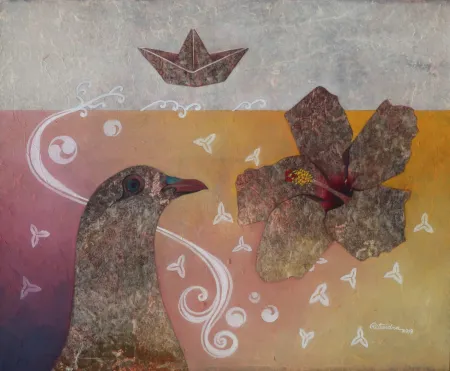 Euphoria by Ritendra Roy - Gouache and graphite on Nepali Handmade paper mounted upon canvas board