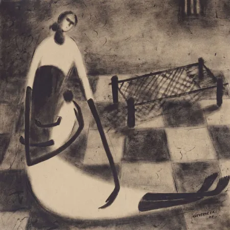 Untitled by P. R. Narvekar - Charcoal on Paper