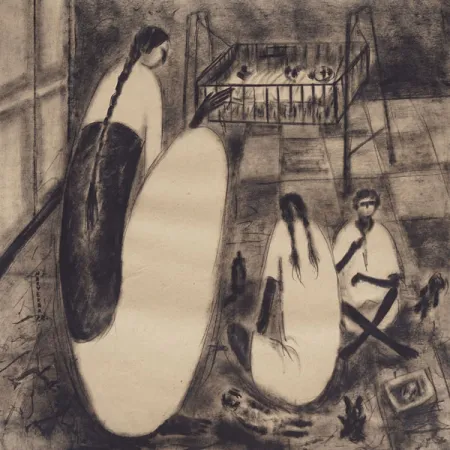 Untitled by P. R. Narvekar - Charcoal on Paper