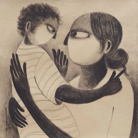 Untitled by P. R. Narvekar - Charcoal on Paper